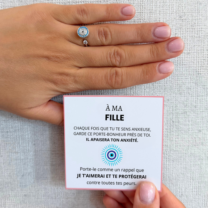 À Ma Fille - Bague Œil Porte-Bonheur I Anti-Stress Rotative I Ajustable