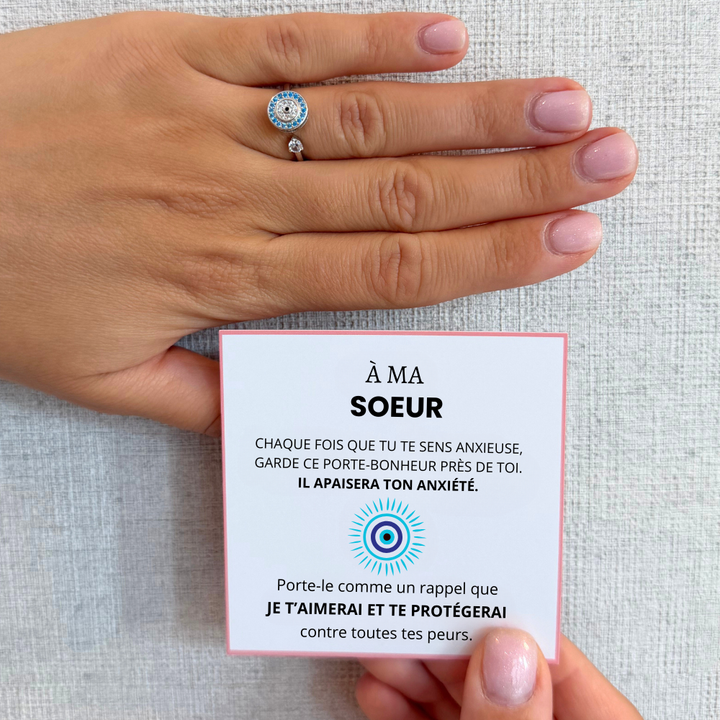 À Ma Soeur - Bague Œil Porte-Bonheur I Anti-Stress Rotative I Ajustable