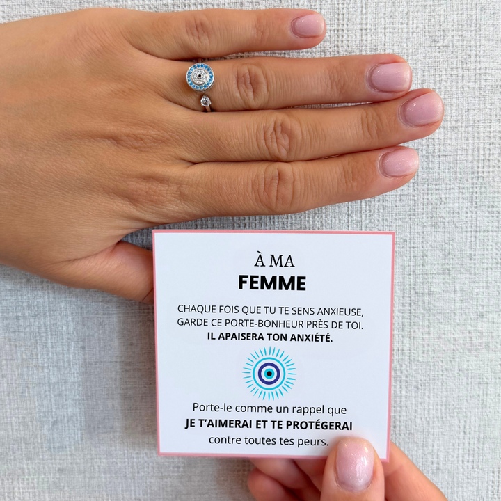 À Ma Femme - Bague Œil Porte-Bonheur I Anti-Stress Rotative I Ajustable
