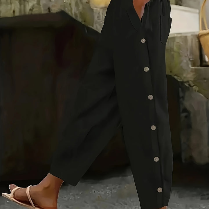 Maya Buttoned Straight-Leg Pants
