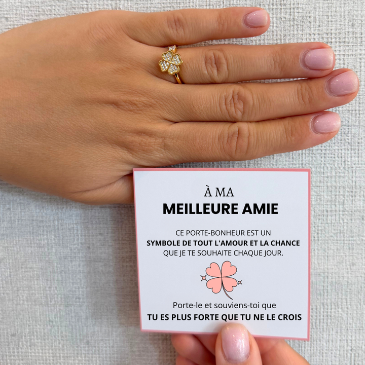 À Ma Meilleure Amie - Bague Trèfle Porte-Bonheur I Anti-Stress Rotative I Ajustable