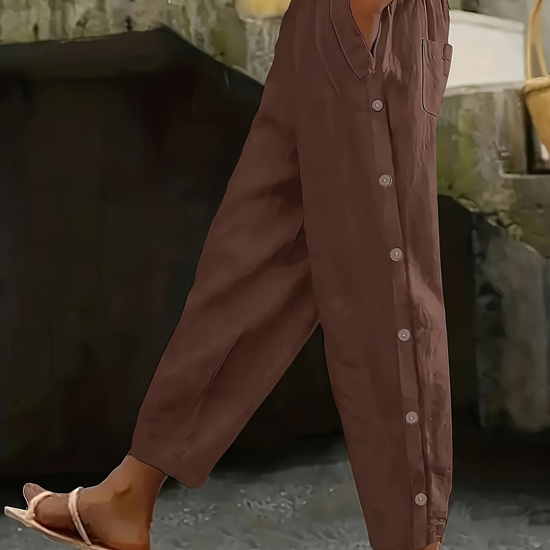 Maya Buttoned Straight-Leg Pants