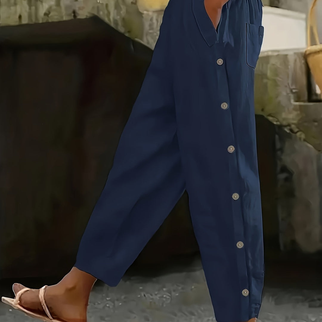 Maya Buttoned Straight-Leg Pants