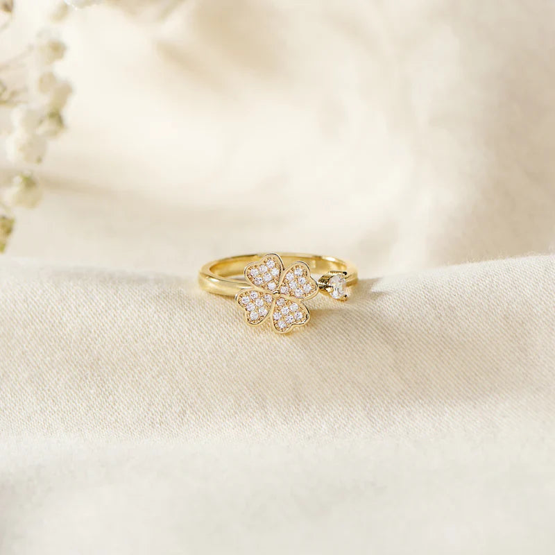 À Ma Femme - Bague Trèfle Porte-Bonheur I Anti-Stress Rotative I Ajustable