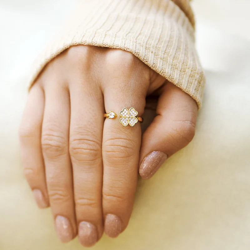 À Ma Meilleure Amie - Bague Trèfle Porte-Bonheur I Anti-Stress Rotative I Ajustable